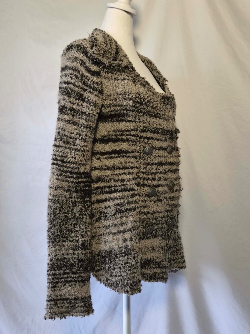 Free People Chic Cozy New England Posh Wool Blend Chunky Frilly Wench Sweater XS - Picture 4 of 10